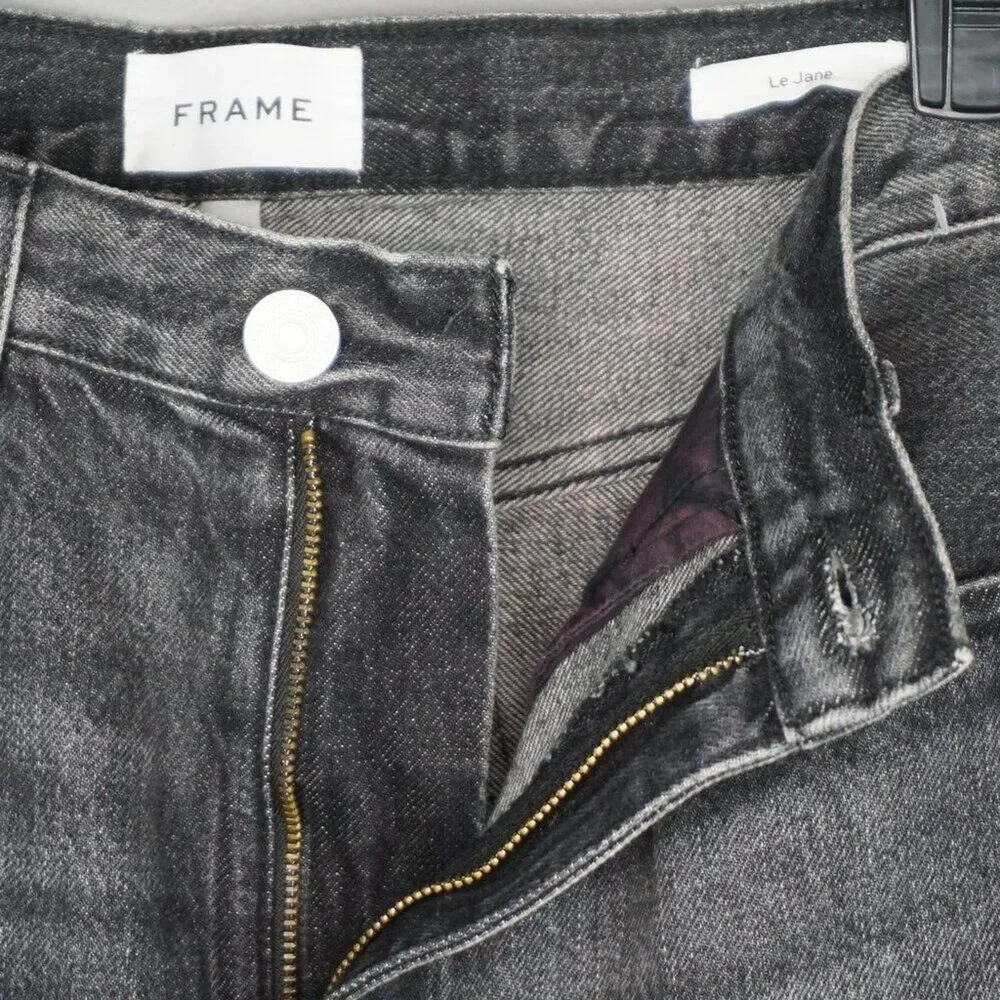 FRAME Women's Jeans Le Jane Jeans Midnight Mix Black Coated Wide Leg size 27 - Picture 15 of 16